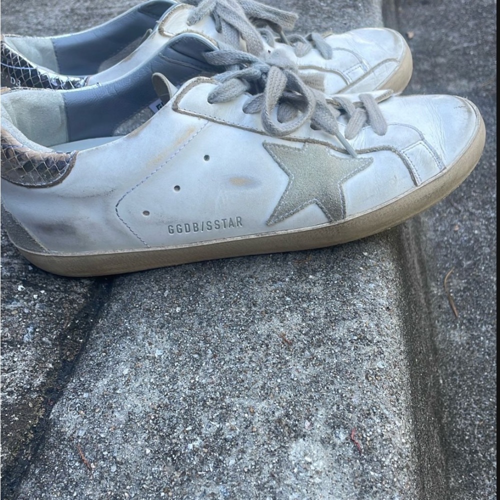 Golden Goose White and Gray Sneakers